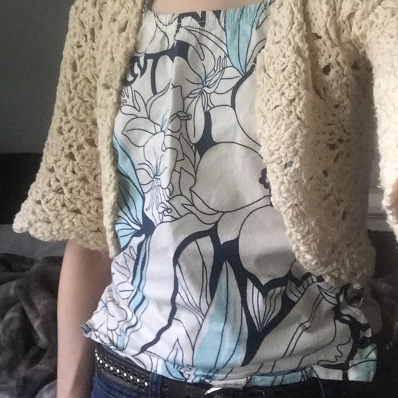 Vintage Y2K Tropical Floral Tie Back Halter Top - Picture 2 of 12